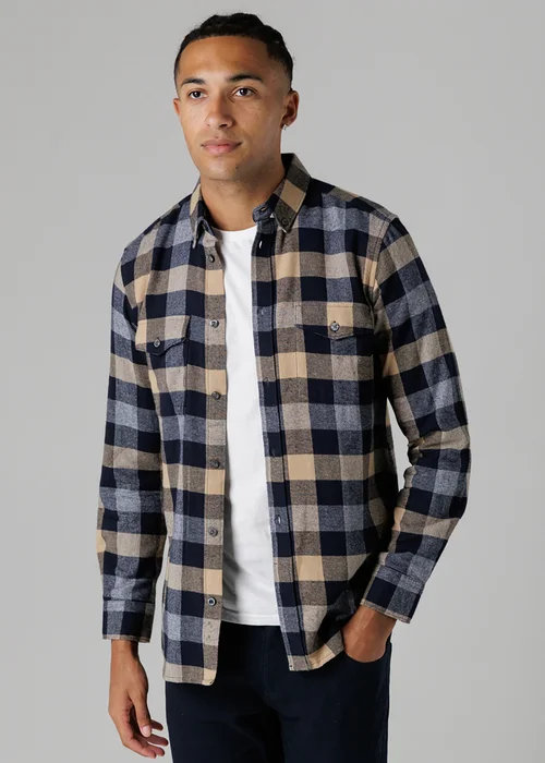 French Connection Ecru Cotton Large Gingham Flannel Long Sleeve Shirt - XL Image 1