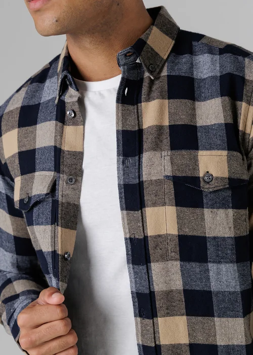 French Connection Ecru Cotton Large Gingham Flannel Long Sleeve Shirt - XL Image 5