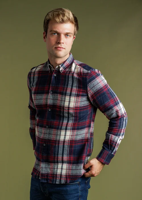 French Connection Red Cotton Flannel Check Long Sleeve Shirt - 2XL Image 1