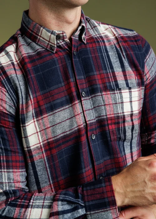 French Connection Red Cotton Flannel Check Long Sleeve Shirt - 2XL Image 3