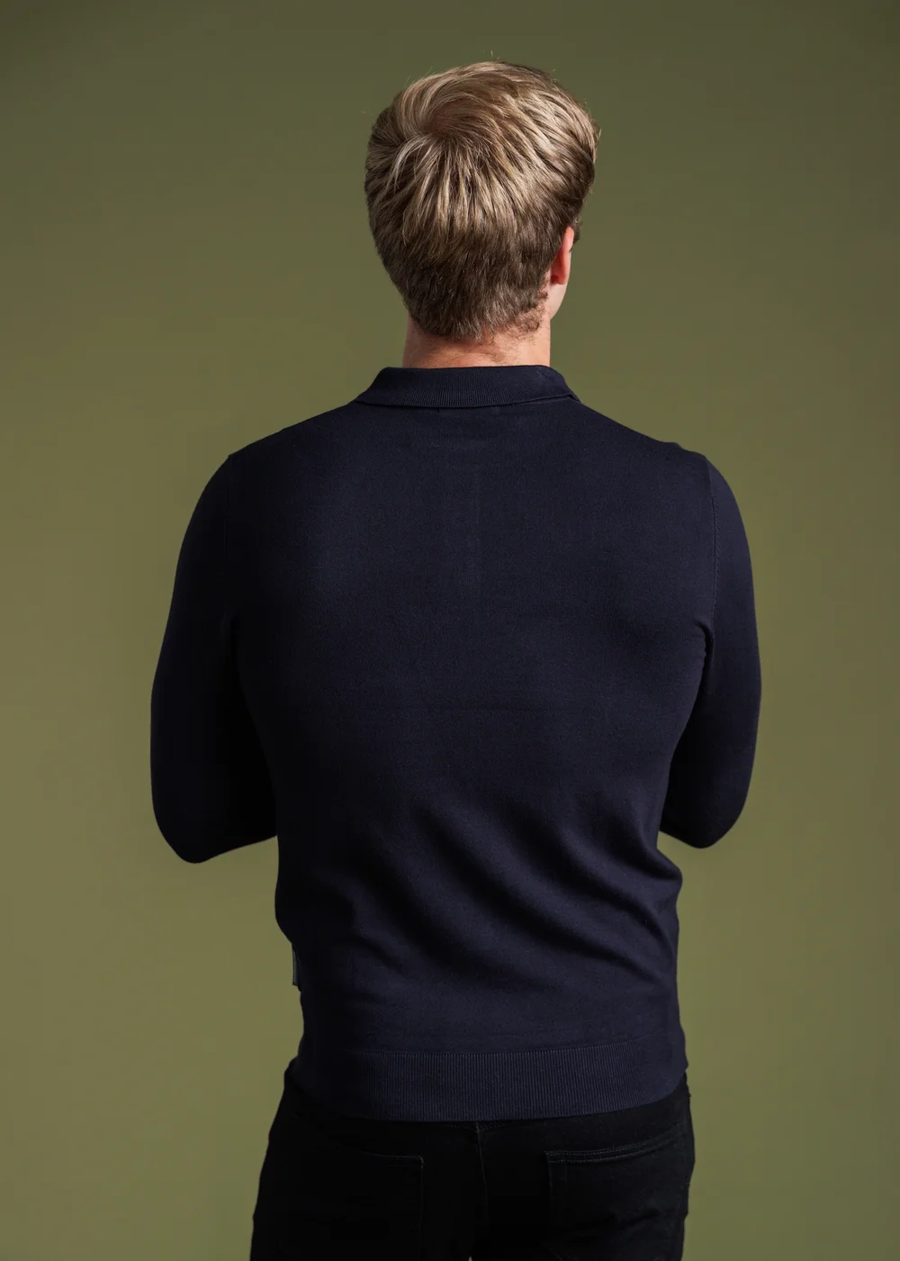 French Connection Navy Long Sleeve Button Knitted Polo Top - 2XL Image 2