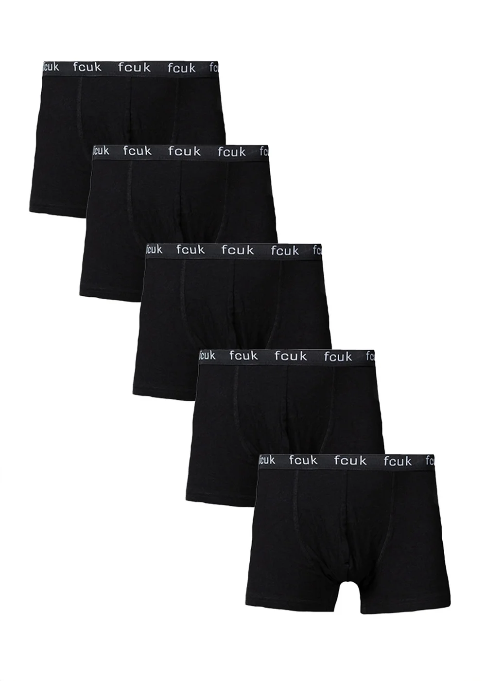 French Connection Black 5 Pack FCUK Cotton Stretch Boxers - XL Image 1