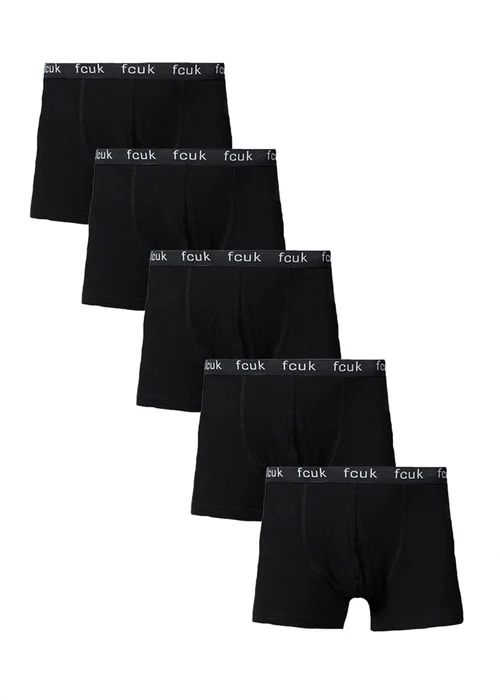 French Connection Black 5 Pack FCUK Cotton Stretch Boxers - XL Image 1