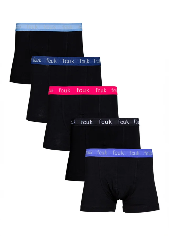 French Connection Blue 5 Pack FCUK Cotton Stretch Boxers