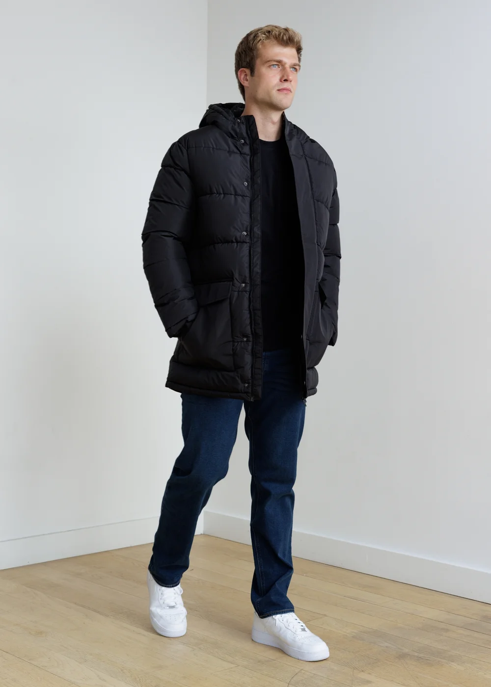 French Connection Black Hooded Parka Longline Zip-Through Jacket - L Image 4