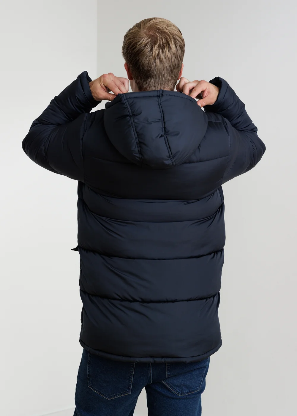 French Connection Navy Hooded Parka Longline Zip-Through Jacket - 2XL Image 2