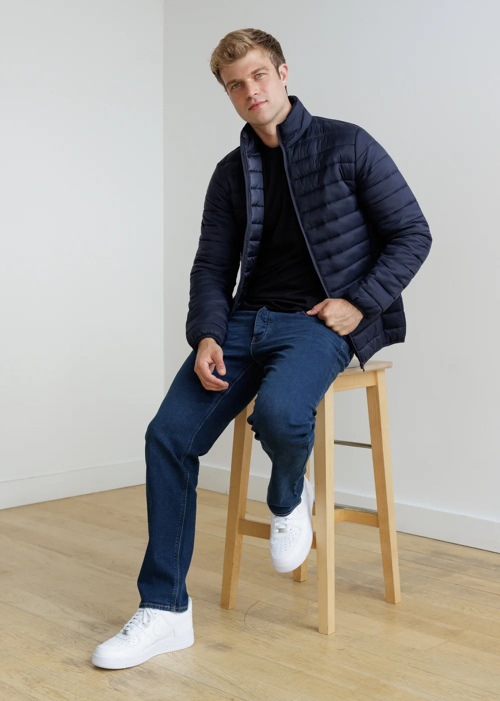 French Connection Navy Superlight Funnel Neck Puffer Jacket - XL Image 1