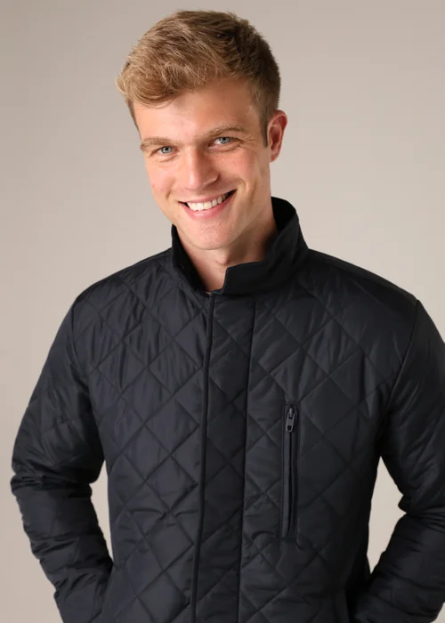 French Connection Navy Funnel Neck Diamond Quilted Jacket - S Image 3