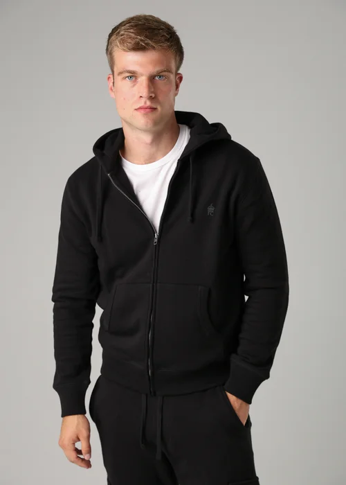 French Connection Black Cotton Blend Zip Hoody - S Image 1