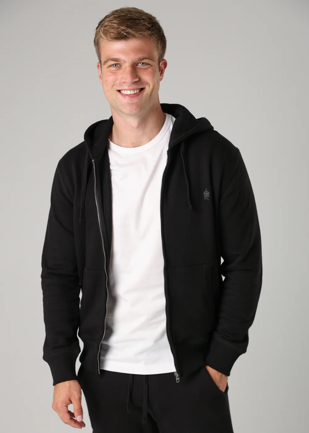 French Connection Black Cotton Blend Zip Hoody - S Image 3