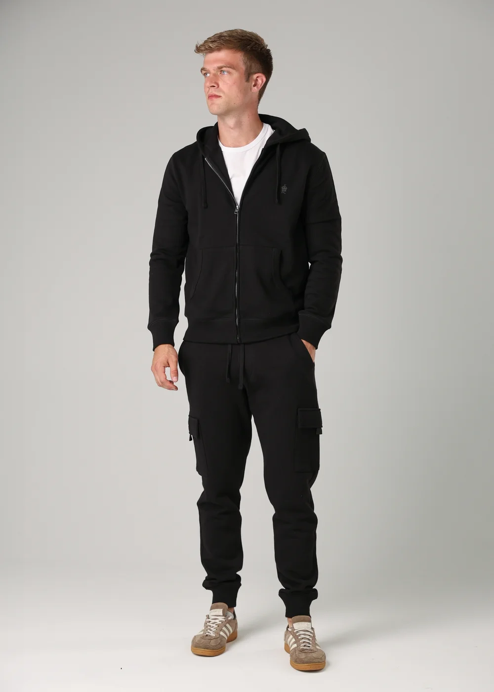 French Connection Black Cotton Blend Zip Hoody - S Image 4