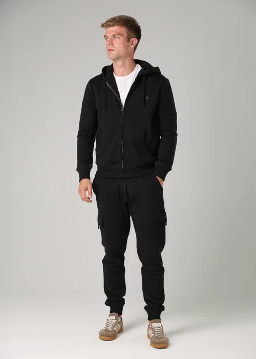 French Connection Black Cotton Blend Zip Hoody - S Image 4