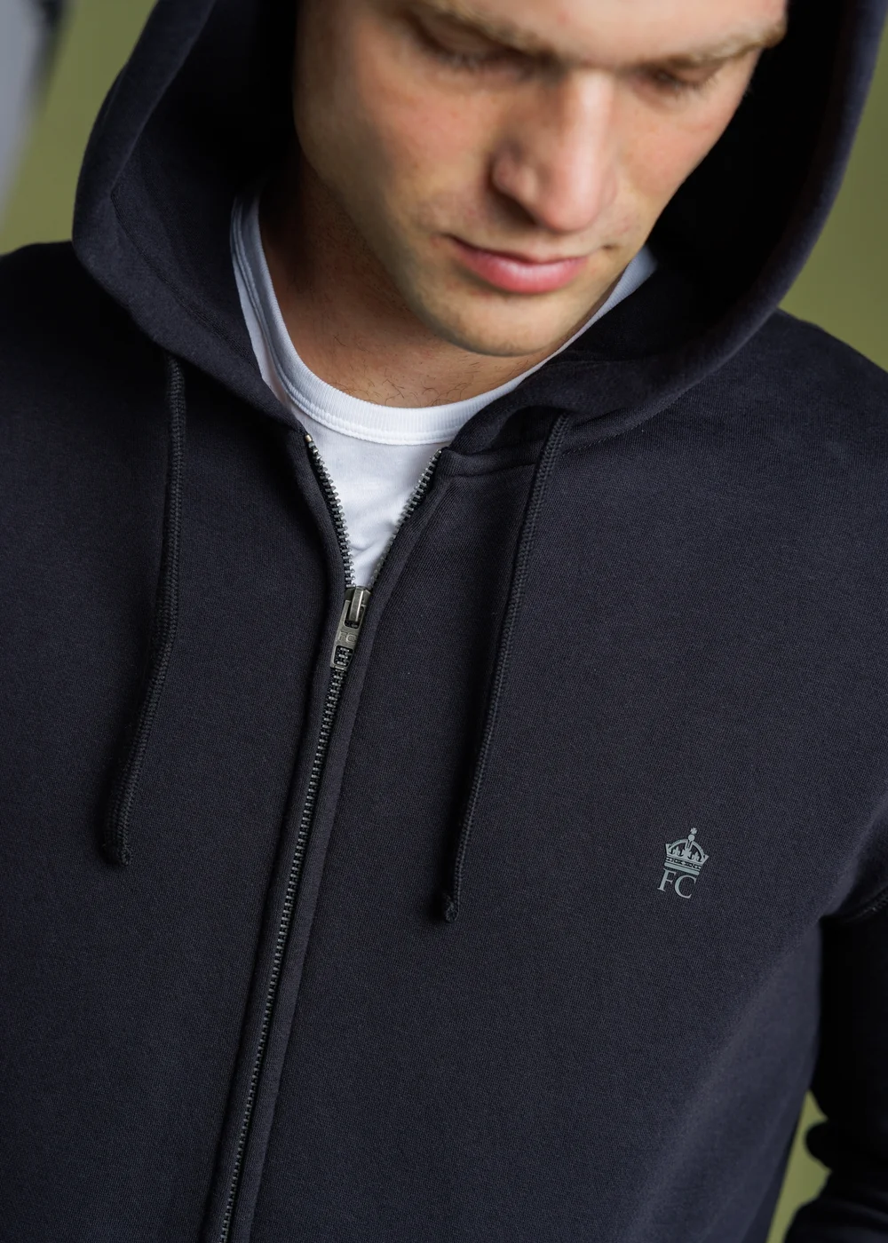 French Connection Navy Cotton Blend Zip Hoody - S Image 3