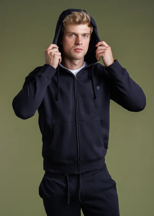French Connection Navy Cotton Blend Zip Hoody - S Image 1