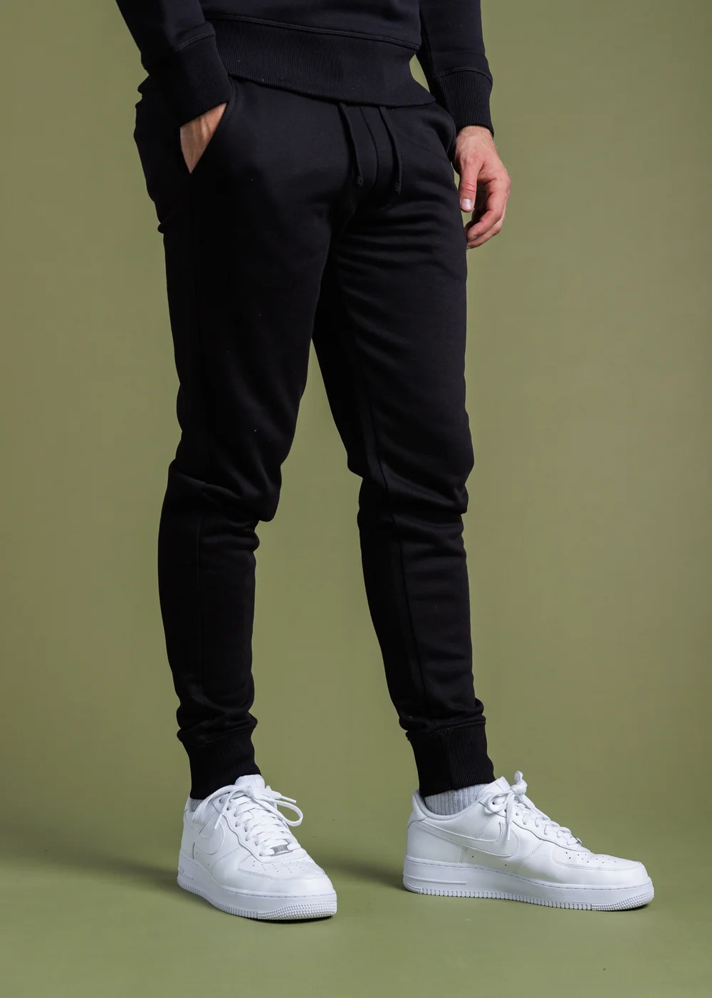 French Connection Black Cotton Blend Joggers - L Image 1