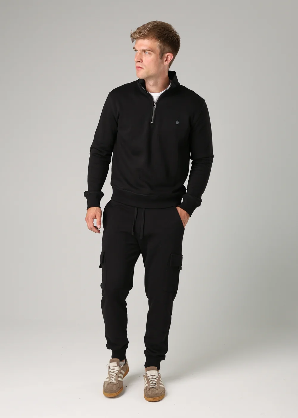 French Connection Black Cotton Blend Half-Zip Jumper - S Image 4