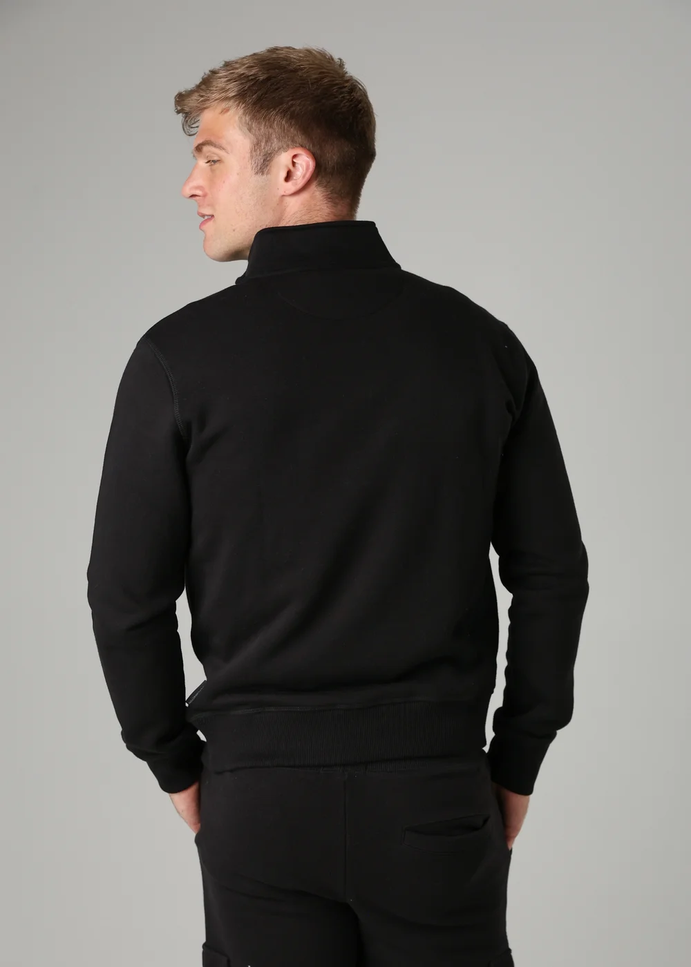 French Connection Black Cotton Blend Half-Zip Jumper - S Image 2