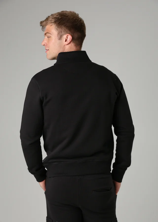 French Connection Black Cotton Blend Half-Zip Jumper