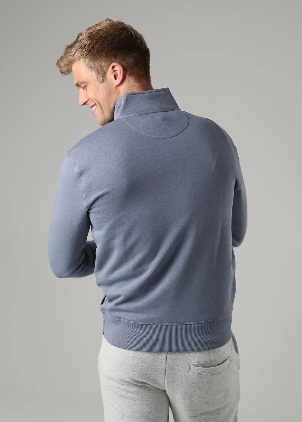 French Connection Light Blue Cotton Blend Half-Zip Jumper - S Image 2