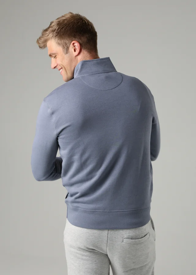 French Connection Light Blue Cotton Blend Half-Zip Jumper
