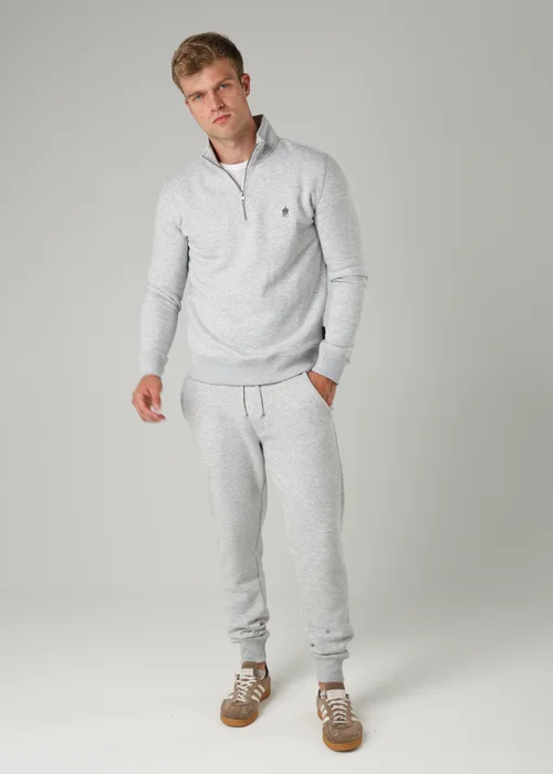 French Connection Light Grey Cotton Blend Half-Zip Jumper - S Image 4