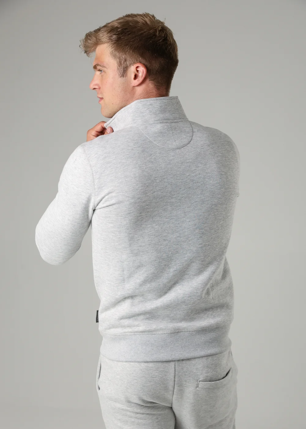French Connection Light Grey Cotton Blend Half-Zip Jumper - S Image 2