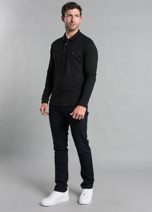 French Connection Black 2 Pack Cotton Long Sleeve Polo Shirts - S Image 5