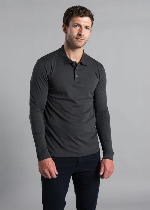 French Connection Black 2 Pack Cotton Long Sleeve Polo Shirts - S Image 4