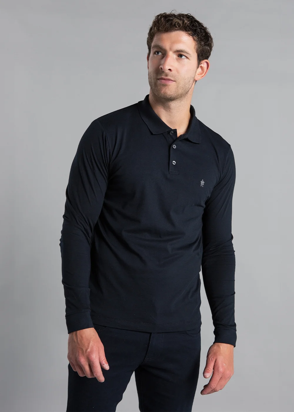 French Connection Navy 2 Pack Cotton Long Sleeve Polo Shirts - S Image 2
