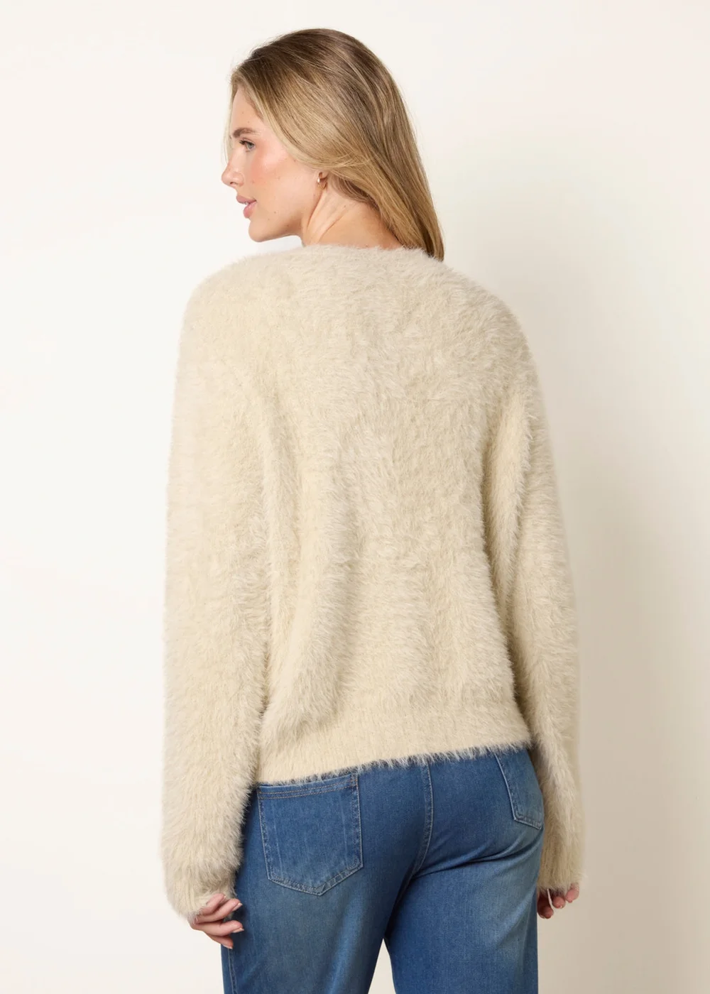 Blue Vanilla Beige Cardigan With Multicolour Button - M/L Image 4