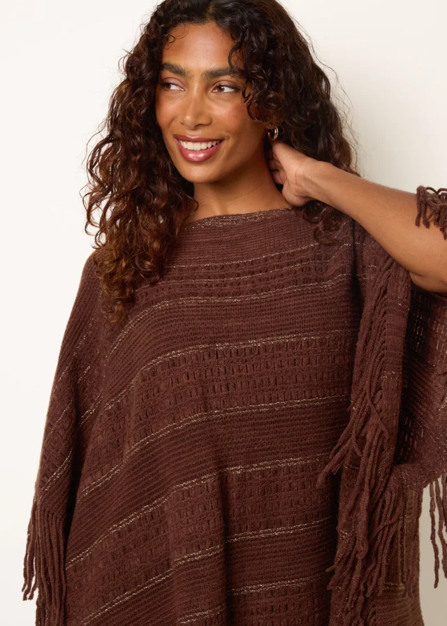 Blue Vanilla Brown Knitted Cape