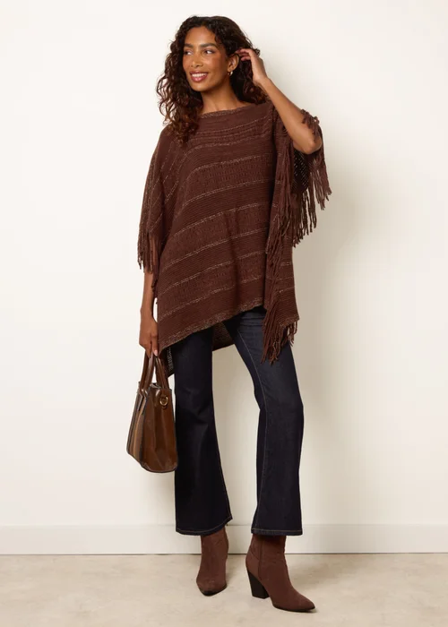 Blue Vanilla Brown Knitted Cape - One Size Image 3