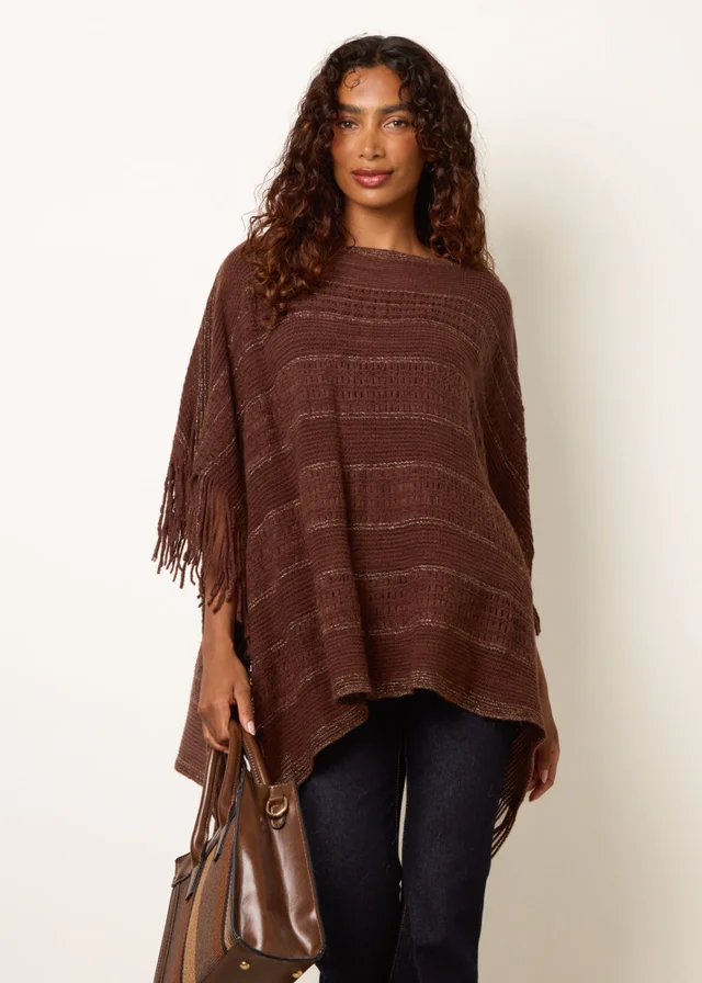 Blue Vanilla Brown Knitted Cape