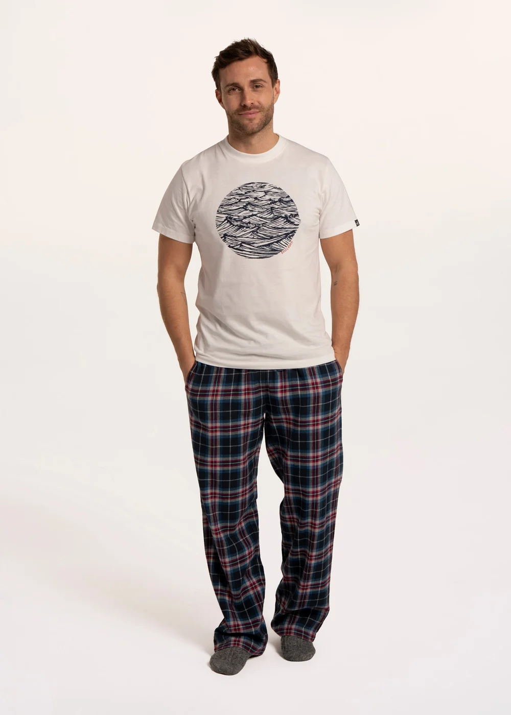 Brakeburn Green Cassington Check Open Hem Pyjama Bottoms - 36 Image 1