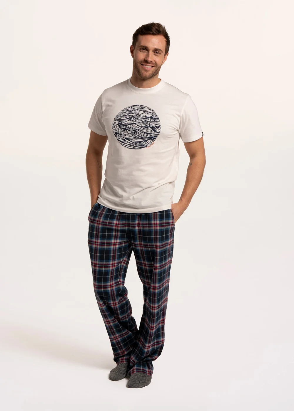 Brakeburn Green Cassington Check Open Hem Pyjama Bottoms - 36 Image 2