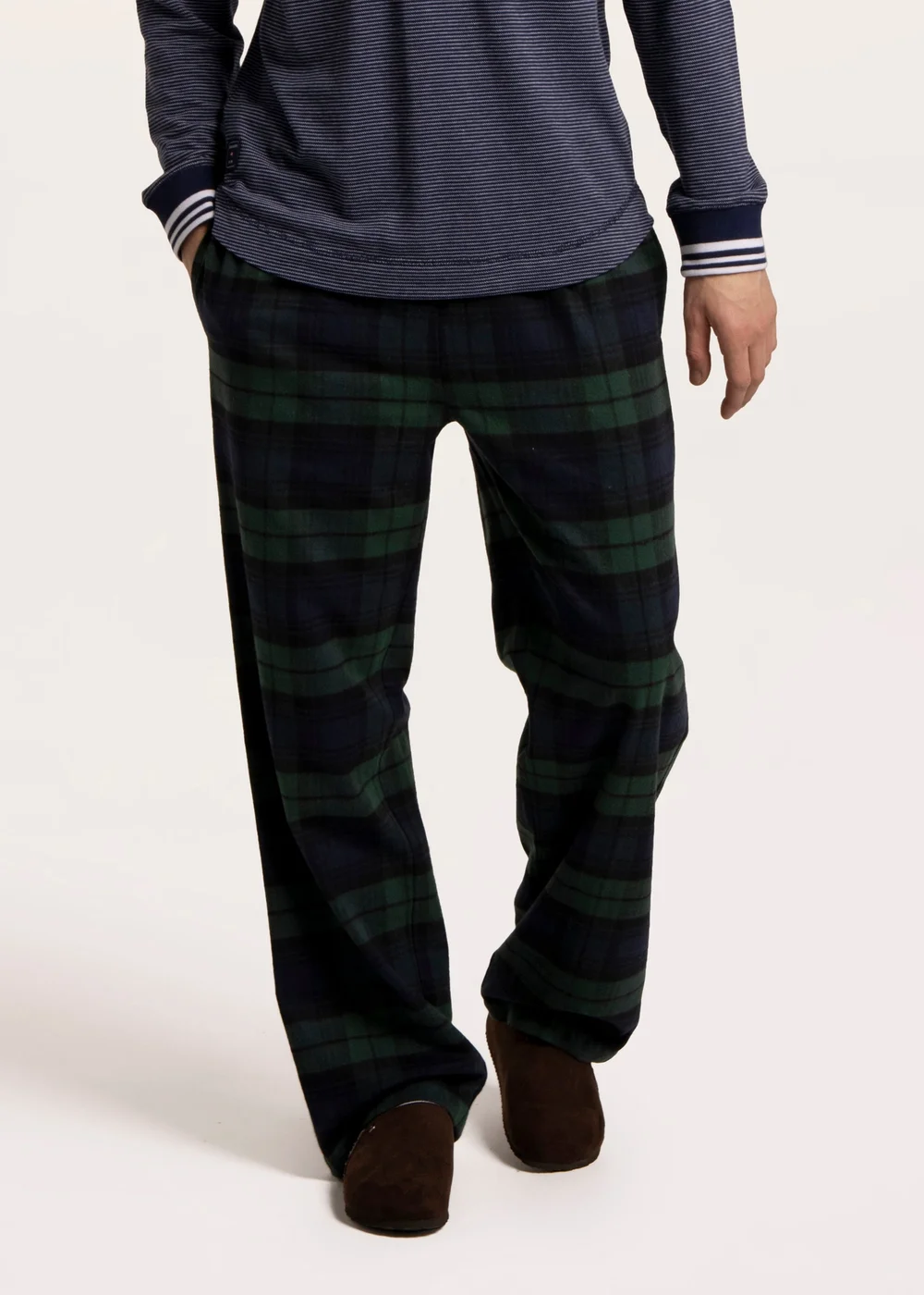 Brakeburn Navy Chalburycheck Open Hem Pyjama Bottoms - 30 Image 4
