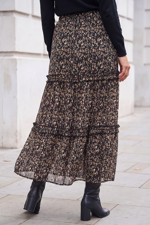 Roman Black Tiered Chiffon Skirt - 18 Image 3