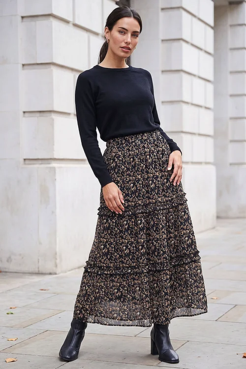 Roman Black Tiered Chiffon Skirt - 18 Image 2