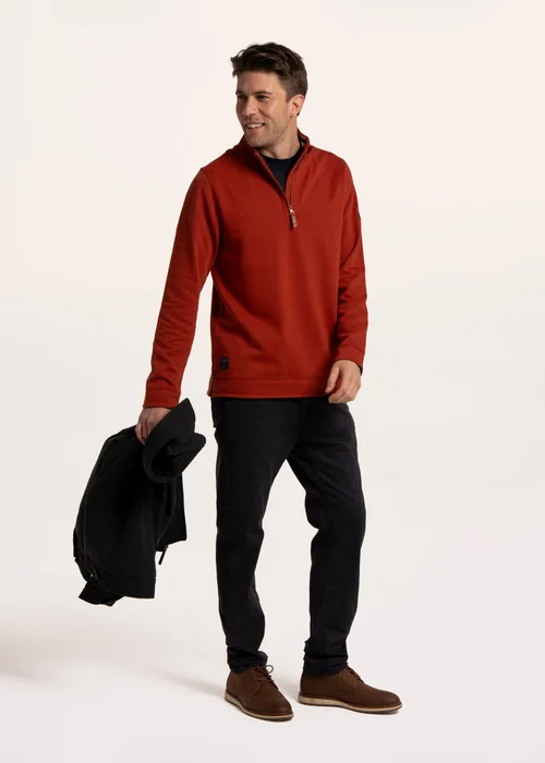 Brakeburn Rust Frampton 1/4 Zip Sweat - S Image 1