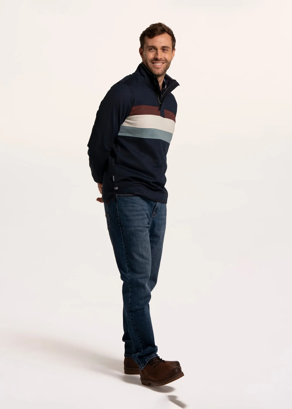 Brakeburn Navy Talbot Chest Panel 1/4 Zip Sweat - S Image 3