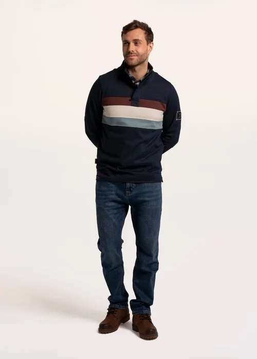 Brakeburn Navy Talbot Chest Panel 1/4 Zip Sweat - S Image 1