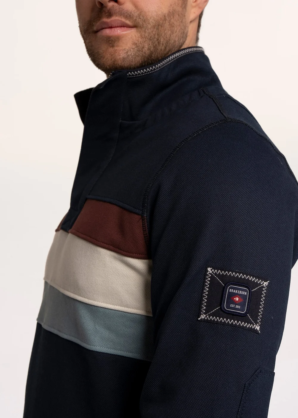 Brakeburn Navy Talbot Chest Panel 1/4 Zip Sweat - S Image 4