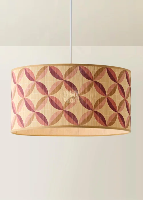 ValueLights Lori Geo Print Large Bamboo Drum Shade 45cm - One Size Image 3