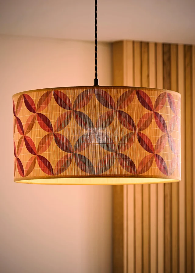 ValueLights Lori Geo Print Large Bamboo Drum Shade 45cm