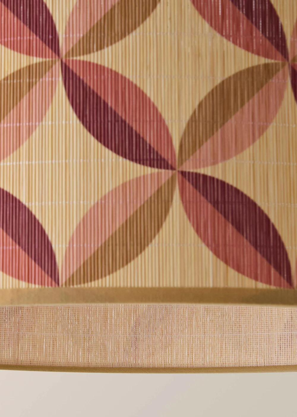 ValueLights Lori Geo Print Large Bamboo Drum Shade 45cm - One Size Image 4