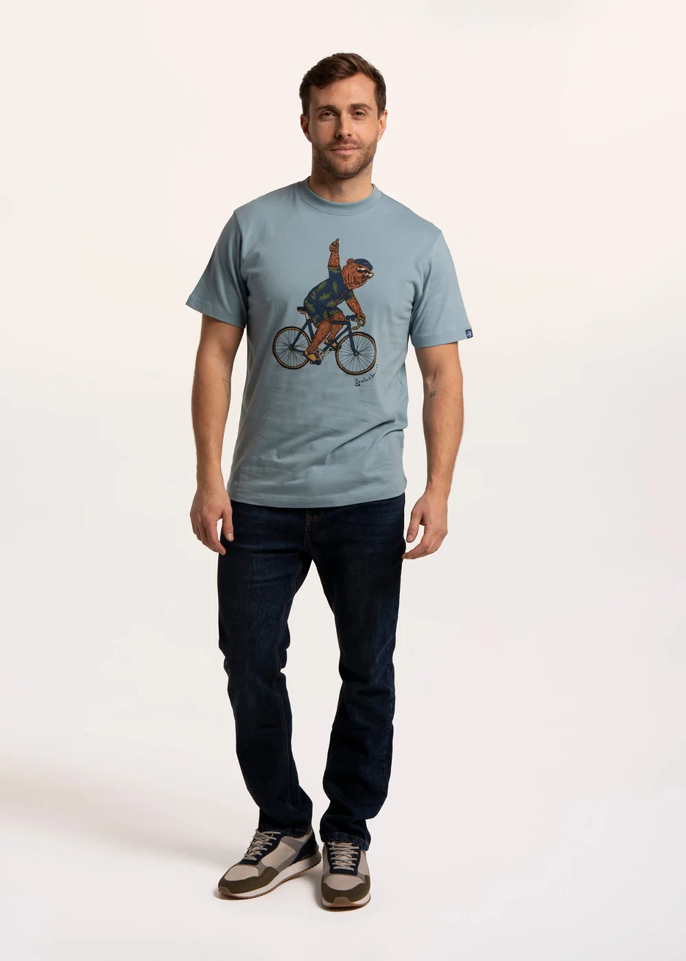 Brakeburn Blue Hanwell Bear On A Bike T-Shirt - S Image 4