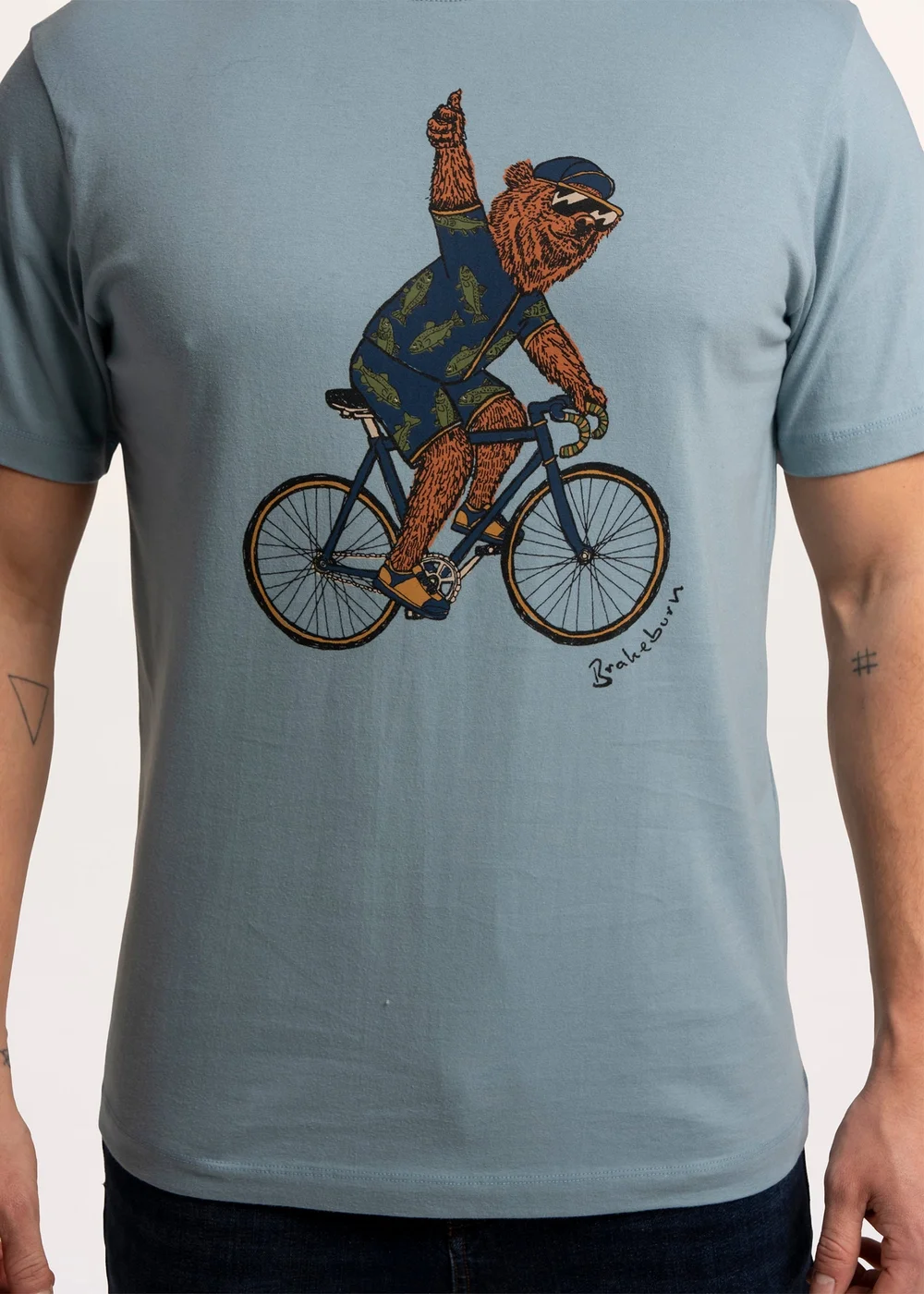 Brakeburn Blue Hanwell Bear On A Bike T-Shirt - S Image 3