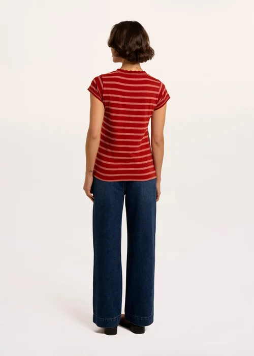 Brakeburn Red Hurst Yarn Dye Stripe Scallop Neck T-Shirt - 14 Image 2