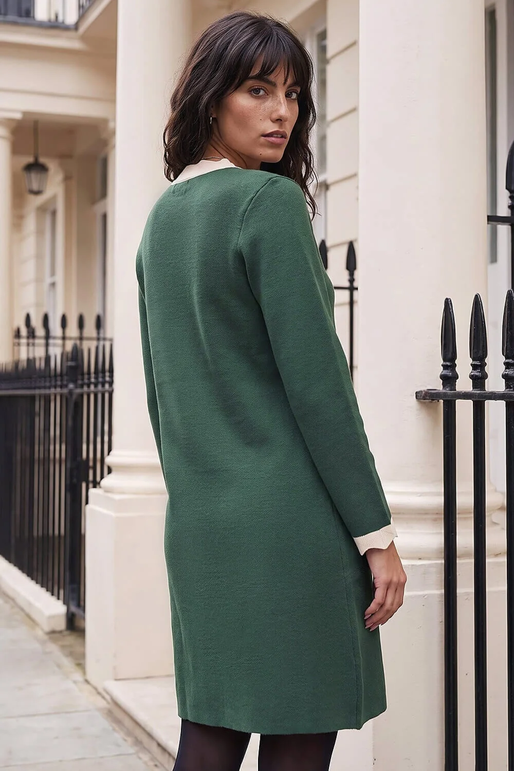 Roman Green Scalloped Button Through Knit Dress - 12 Image 3