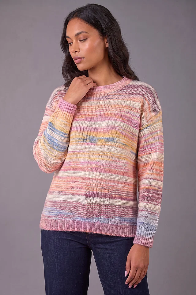 Roman Pink Fluffy Stripe Knit
